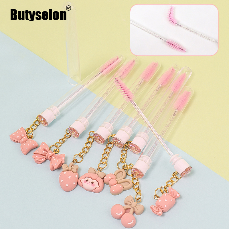 Eyelash Extension Cleaning - Pink Mascara Wands Cute Keychain Portable