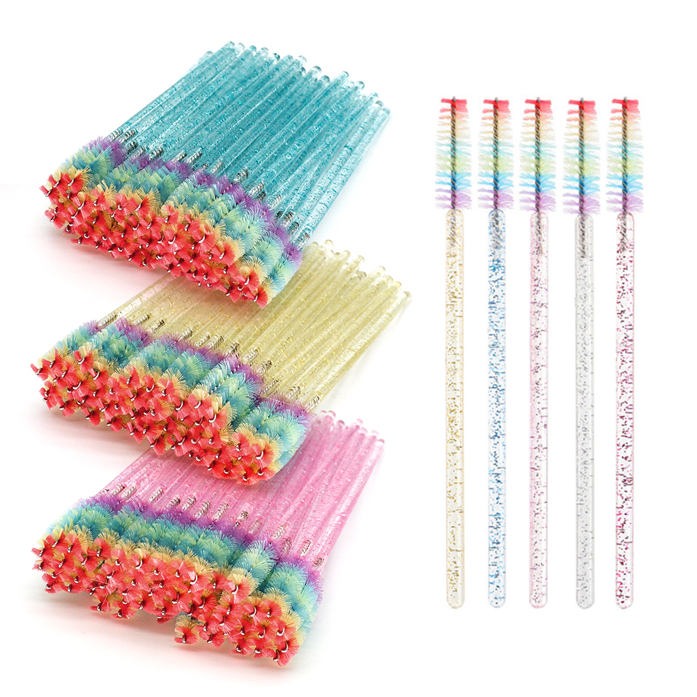 Eyelash Extension London - 50PCS Rainbow Crystal Eyelash Makeup Brushes